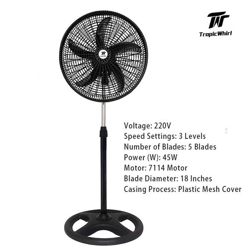 TropicWhirl 18" Standing Fan, 45W, Black Item | Buy TropicWhirl 18" Standing Fan, 45W, Black | SPOP Enterprise Global